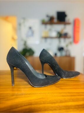 Stuart Weitzman Black Crystal-Embellished Pumps, Leather Sole, 4” Heel